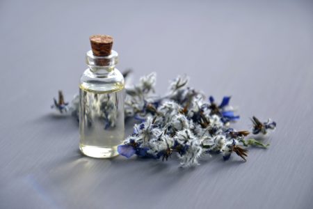 A Bottle of Lavender Essential Oil