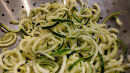 Zucchini Noodles in a Strainer