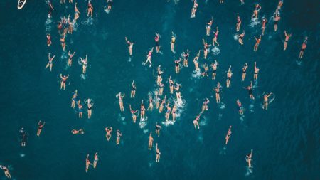 A Group of People Swimming in the Ocean